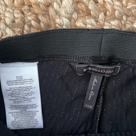 BCBG MAXAZRIA BLACK AND GOLD SHINY SEQUINS HIGH WAISTED STRIPED DISCO PANTS XXS - Picture 3 of 4